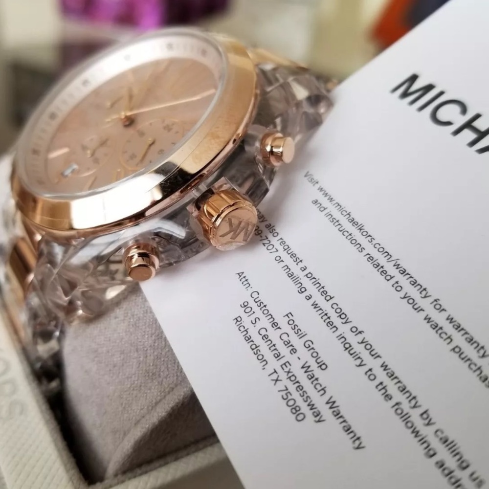 Michael Kors bradshaw acetate clear rosegold watch - Picture 5 of 8